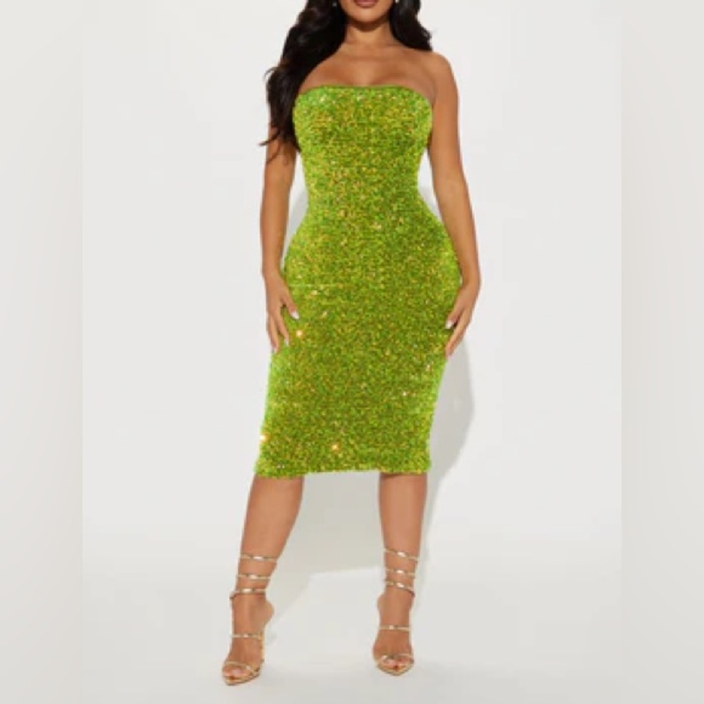 Green sequin dress